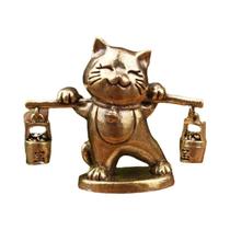 Mini Estátua De Gato Da Sorte Em Latão Retro, Criativa, Para Decoração De Mesa De Escritório Ou