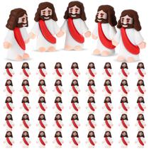 Mini estatueta de borracha de Jesus Sumind, 50 peças de lembrancinhas para a festa de Páscoa Mini estatueta de borracha de Jesus Sumind, 50 peças de lembrancinhas para a festa de Páscoa