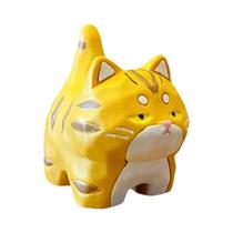 Mini Estatueta De Gato Colorida Em Resina, Ornamento Fofo De Gatinho Imitando Madeira, Decoração De