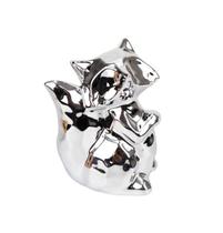 Mini Estatueta Decorativa Raposa Geometrica Metalizada 10cm