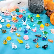 Mini estatuetas Qunclay Ocean Animals Resin Axolotl x36