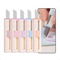 Mini Estilete 2 Em 1 Papelaria Fofa Régua Escolar De Bolso