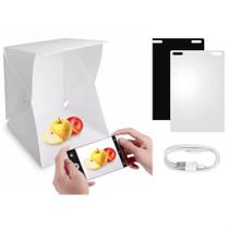 Mini estúdio fotográfico led portátil lightbox ecommerce cabine foto com 2 fundos usb dobrável profissional