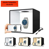 Mini Estúdio Fotográfico Profissional Portatil Dobravel 40x40x40cm Lightbox RGB Iluminação Ajustável Mini Estúdio Fotográfico Profissional Portatil Dobravel 40x40x40cm Lightbox RGB Iluminação Ajustável