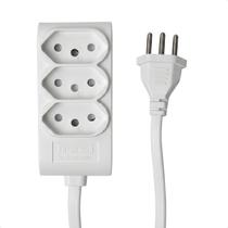 Mini Extensão Elétrica 3 Tomadas Novo Padrão 10A 15cm Taschibra Branco Bivolt Mini Extensão Elétrica 3 Tomadas Novo Padrão 10A 15cm Taschibra Branco Bivolt