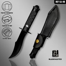 Mini Faca 18cm Smith&Wesson Tatica Camping Pesca Fulltang + Bainha Couro All Black
