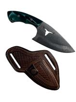 Mini Faca Boiadeira Cabo verde com bainha em couro