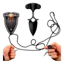 Mini Faca Caveira Aço Corrente de Pescoço Lâmina Afiada - Enviamos no mesmo dia