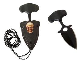 Mini Faca Caveira Com Corrente Pescoço Push T Dagger Dupla Lâmina Fulltang - Enviamos no mesmo dia