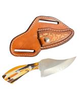 Mini Faca Faquinha Campeira em Inox Bainha em Couro