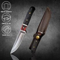 Mini Faca Full Tang, 16cm, Cabo Madeira + Bainha de Couro Mini Faca Full Tang, 16cm, Cabo Madeira + Bainha de Couro
