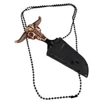 Mini Faca Lâmina Serra Push Dagger Cranio Boi Camping Pesca