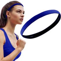 Mini Faixa de Cabelo Esportiva Com Silicone Antiderrapante Azul