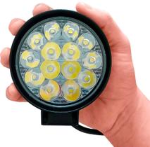 Mini Farol de Milha Automotivo Universal Aux 42W Redondo 14 Leds 9-36v Carro Moto Caminhão Maquina Agricola Picape 4x4