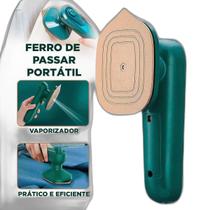 Mini Ferro de Passar Portátil Verde - Voltagem Bivolt