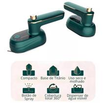 Mini Ferro Elétrico Portátil Molhado E Seco Dobrável Cor Verde zf688 Mini Ferro Elétrico Portátil Molhado E Seco Dobrável Cor Verde zf688