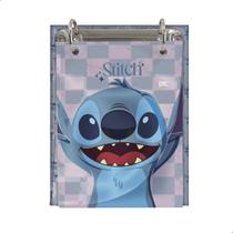 Mini Fichário caderno Argolado Com Fichas Stitch 80 folhas