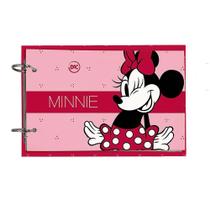 Mini Fichário Minnie Mouse Disney Argolado Organizador Rosa