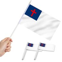 Mini Flag Anley Christian, pacote com 12 polegadas, 5 x 8 polegadas com poste sólido