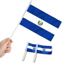 Mini Flag Anley El Salvador, pacote com 12 unidades, 5x8 cm com bastão