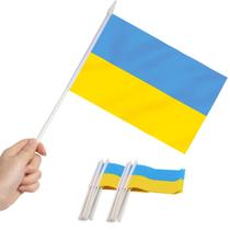 Mini Flag Anley Ukraine, pacote com 12, 13 x 21 cm com bastão