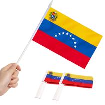 Mini Flag Anley Venezuela, pacote com 12 unidades, 13 x 21 cm com bastão