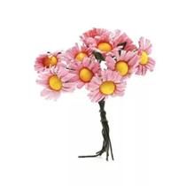 Mini flor tecido 2cm cor rosa c/100 unidades