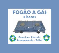 Mini Fogão 2 Bocas Portátil a Gás - AZUL - Camping, Pescaria, Trilha, Acampamento