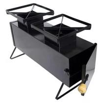 Mini Fogão a Lenha Portátil de 2 Bocas Multiuso com Paneleiro Camping