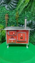 Mini Fogão a Lenha Verm Esmaltado Decorativo Funciona Normal - Petrycoski