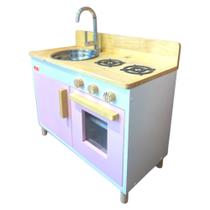 Mini Fogão Cozinha Infantil de Madeira ROSA