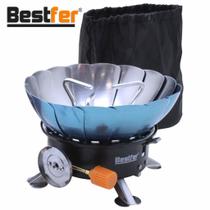 Mini Fogareiro Portátil para-brisa Gás 1 Boca Inox Bestfer