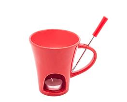 Mini Fondue Porcelana Ivy Vermelha 200 ml Lyor