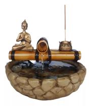 Mini Fonte Agua Mesa Cascata Feng Shui Buda Incensário - HC Decoraçoes