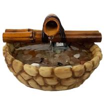 Mini Fonte de Água de Mesa Cascata Bambu 19cm Decorativa