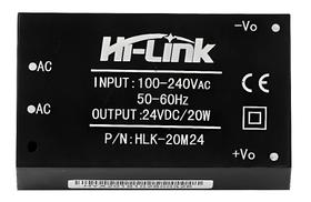Mini Fonte Hi Link HLK-20M24 100-240VAC 24V DC 20W - Fonte de Alimentação Compacta