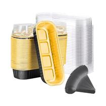 Mini Forma De Papel Alumínio Com Tampa, Recipiente Retangular Descartável Para Embalagem De