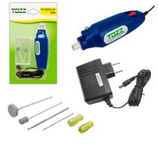 Mini Furadeira 7 Acessórios 12v e Fonte Bivolt 3 Amperes - Tozz