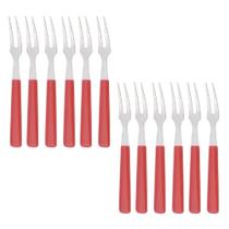 Mini Garfo para Petiscos Inox e Cabo PLÁSTICO Jogo 12 Peças Mini Garfo para Petiscos Inox e Cabo PLÁSTICO Jogo 12 Peças