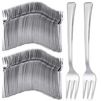 Mini garfos de aperitivo de plástico Yinkin 300 unidades 11,5 cm prateados