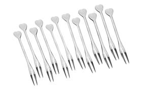 Mini Garfos Para Petiscos Em Aço Inox Coração Com 30 Peças
