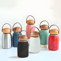 Mini Garrafa Térmica 293ml de Aço Inoxidável para Chá e Café com Alça de Silicone Branca MS-999