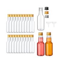 Mini Garrafas De Vinho 20 Unidades 1.7 Oz Plástico Com Tampa Dourada Prateada Preta E 2 Funis