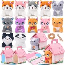 Mini gatinho de pelúcia Stuffed Cats HAPGFS com chaveiro, conjunto de 12 peças