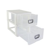 Mini Gaveteiro Branco 02 Gavetas Transparentes Organizador