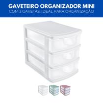 Mini Gaveteiro de Mesa Escritório Quarto Multiuso 3 Gavetas - Usual Utilidades