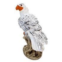 Mini Gavião no Tronco Águia Branca Albino 22cm Resina Mini Gavião no Tronco Águia Branca Albino 22cm Resina