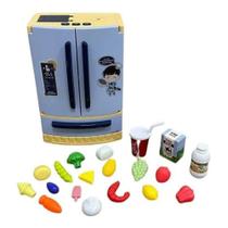 Mini geladeira cozinha infantil c/ Acessorios som e luz Importway Azul BW162