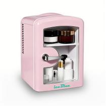 Mini geladeira Iceblue 4 L para skincare com janela, rosa
