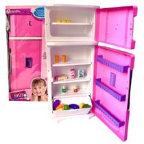 Mini Geladeira Infantil Brinquedo Grande Menina Rosa Barata - Tk Toys